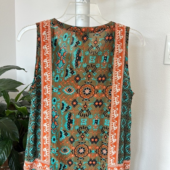 Tolani Boho Reva Silk Mini Dress Sz S peasant Elephant Festival V neck - Picture 6 of 8